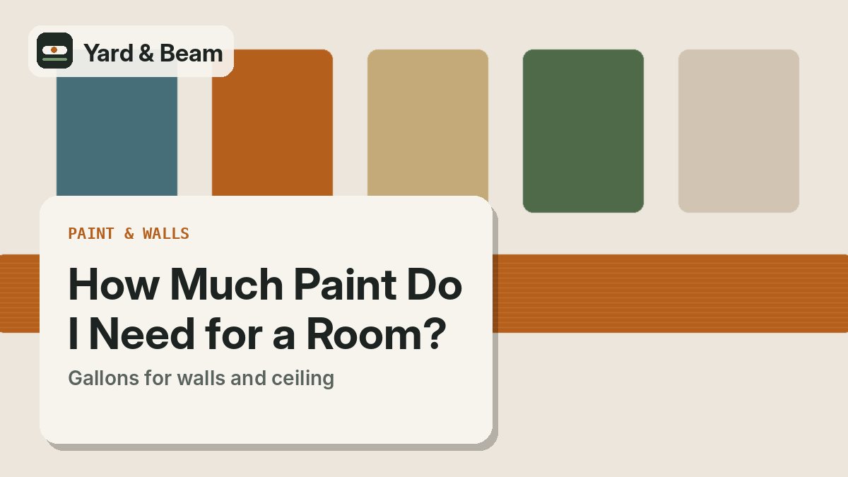 Paint can, roller and tray in front of a freshly painted bedroom wall
