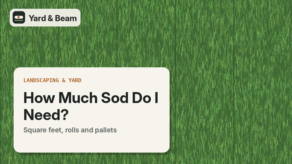 Rolls of fresh sod stacked on a pallet beside a partly laid lawn